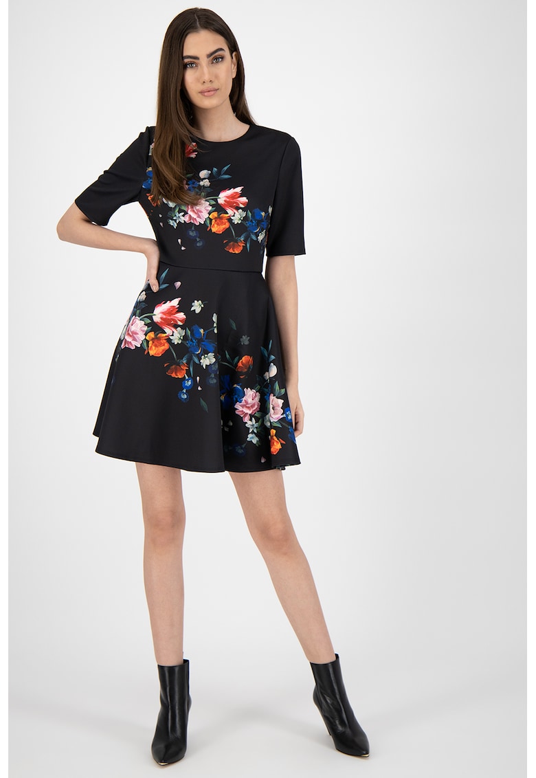 Rochie cu croiala pe bie si model floral