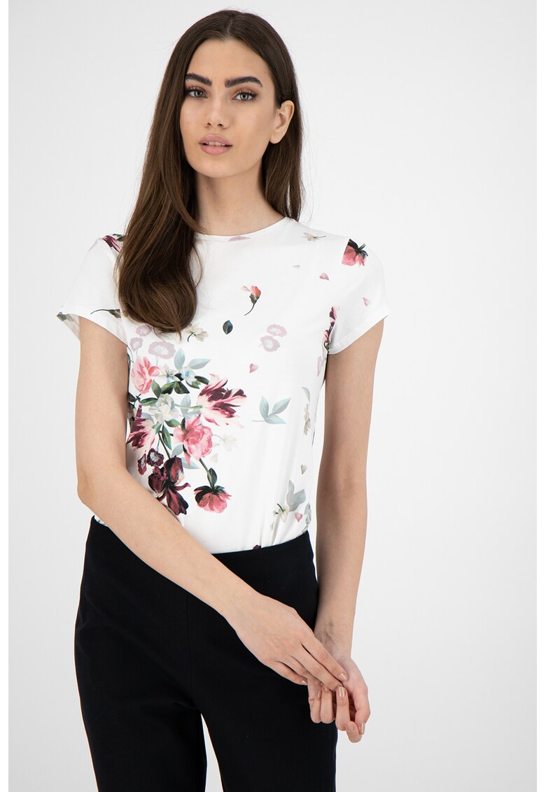 Tricou cambrat cu model floral Periie