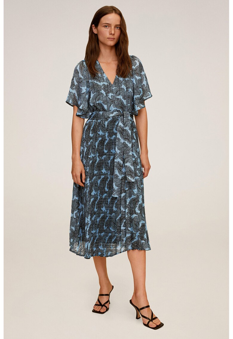 Rochie midi cu pliuri si model paisley