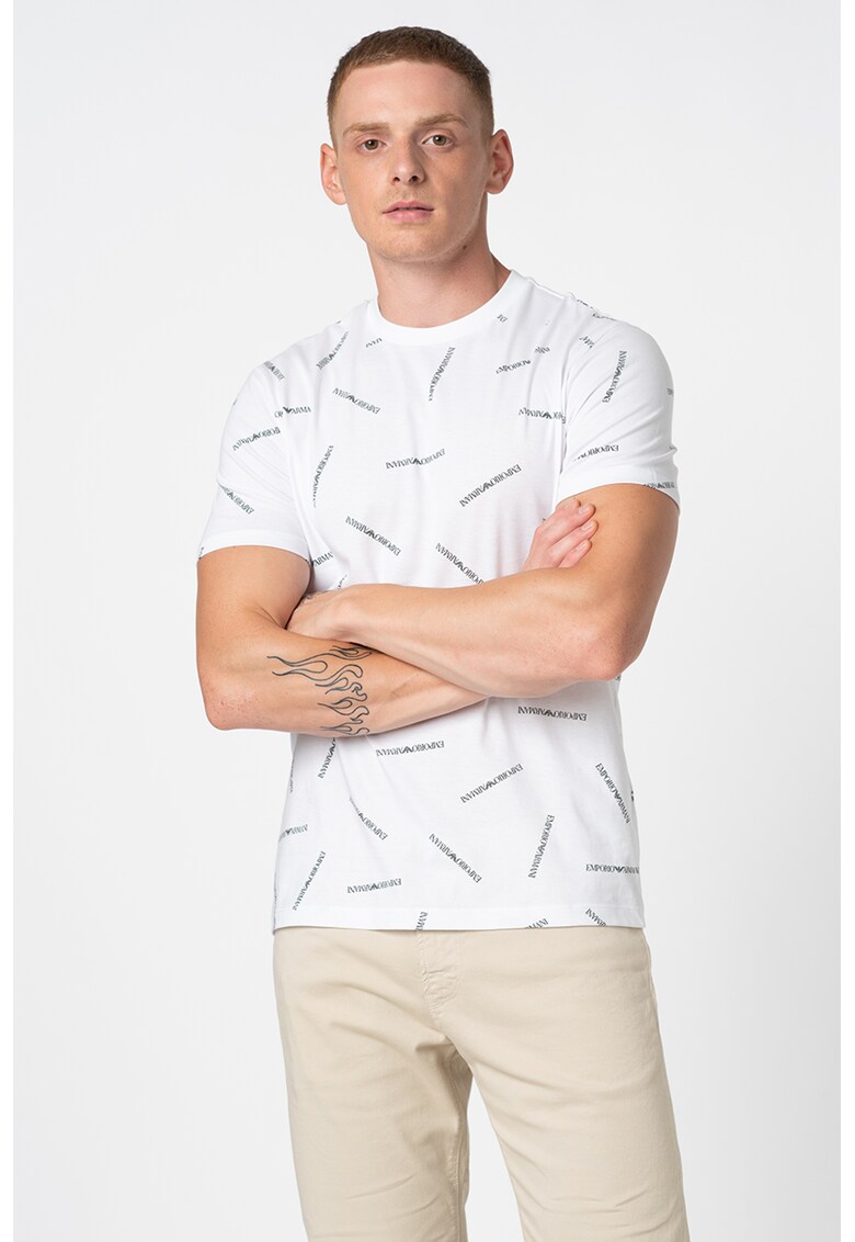 Tricou de bumbac cu decolteu la baza gatului