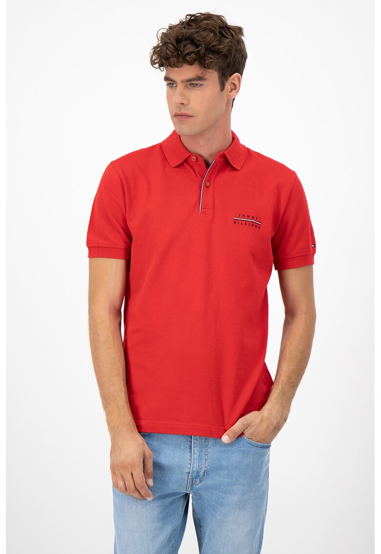 Tricou polo din pique - cu logo brodat