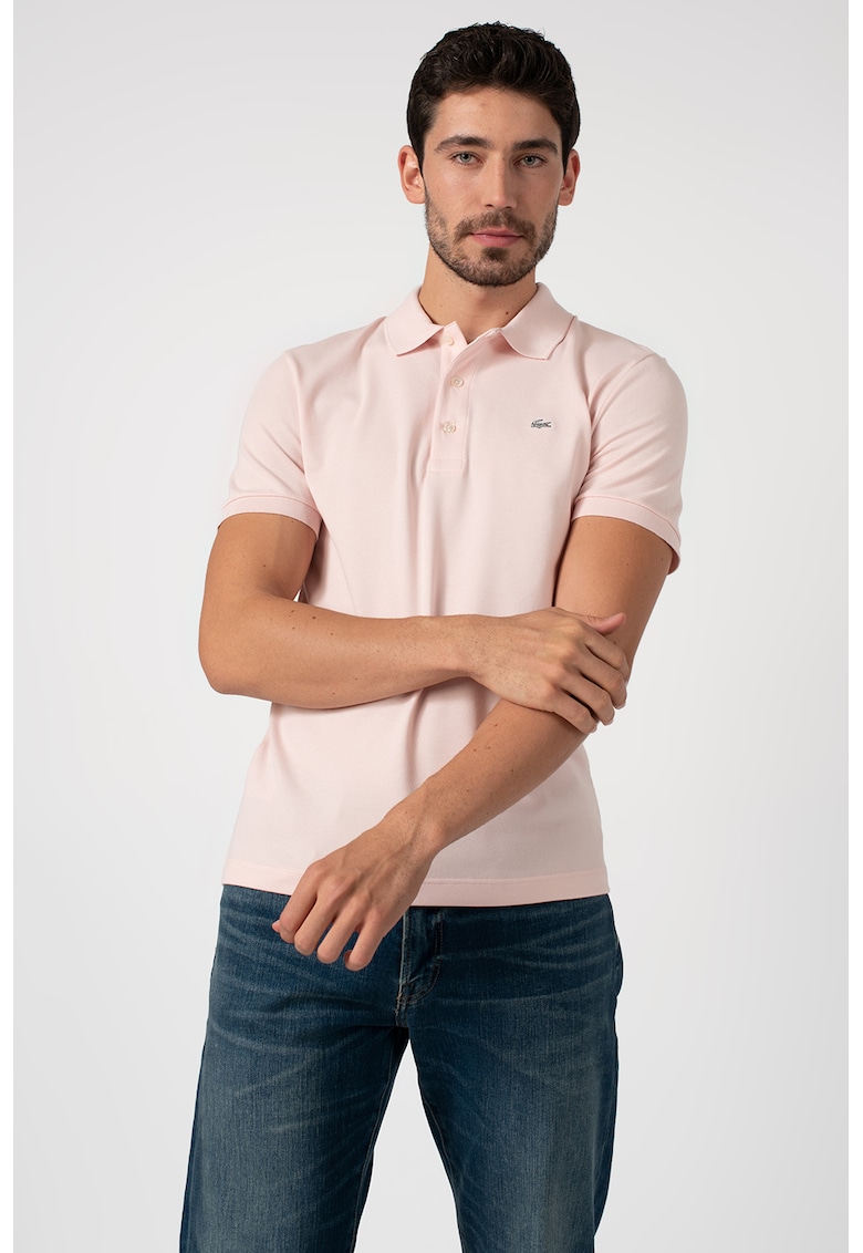 Tricou polo slim fit din material pique