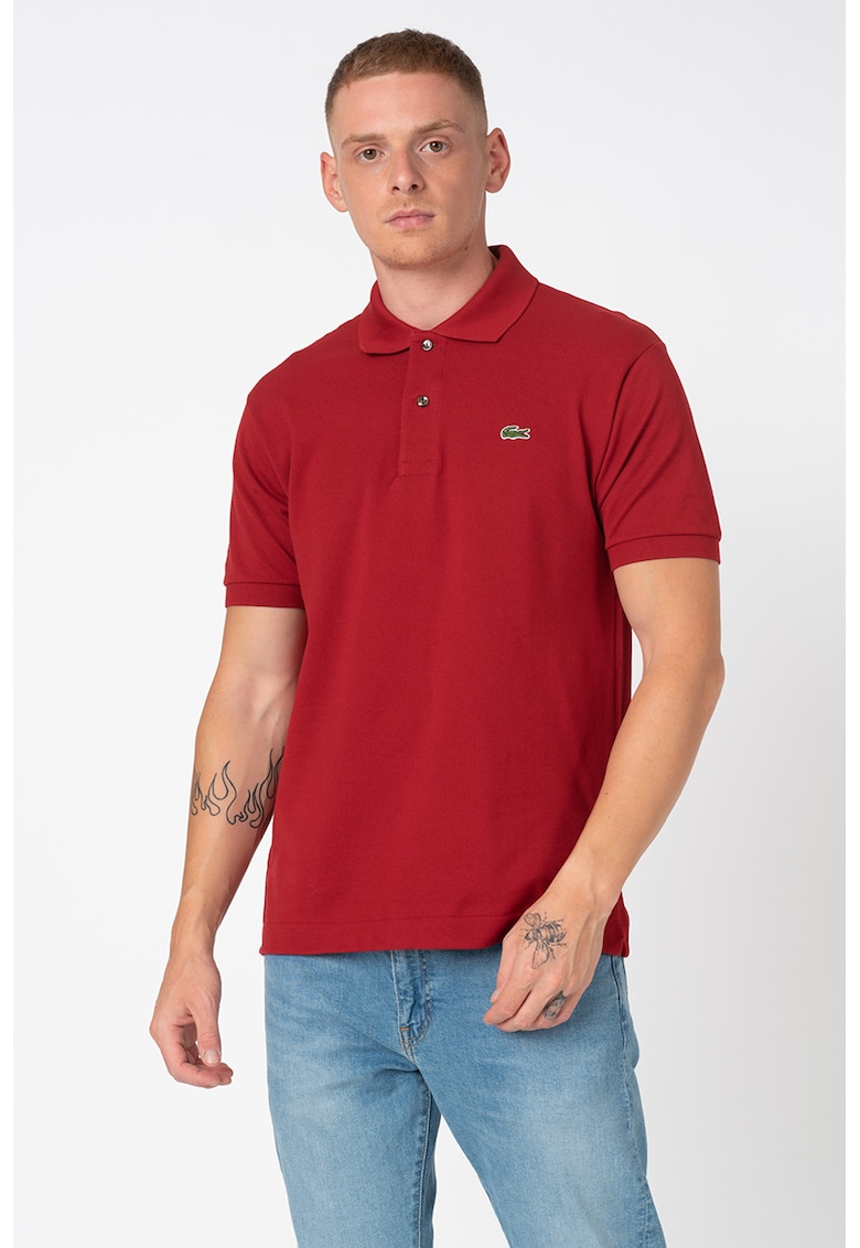 Tricou polo din bumbac cu logo brodat pe piept