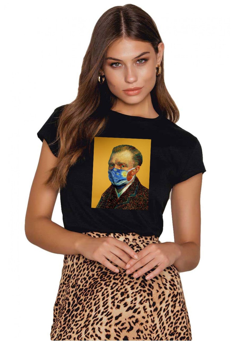 Tricou dama negru - Van Gogh in Pandemie