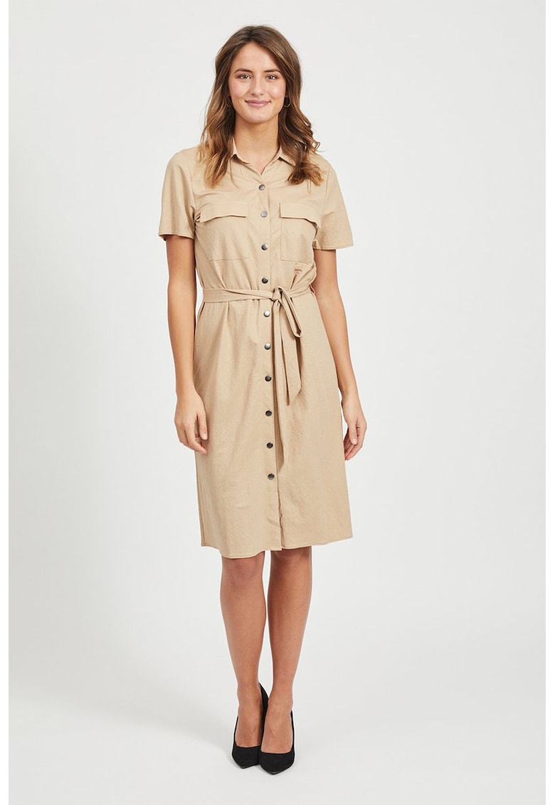 Rochie tip camasa cu un cordon in talie