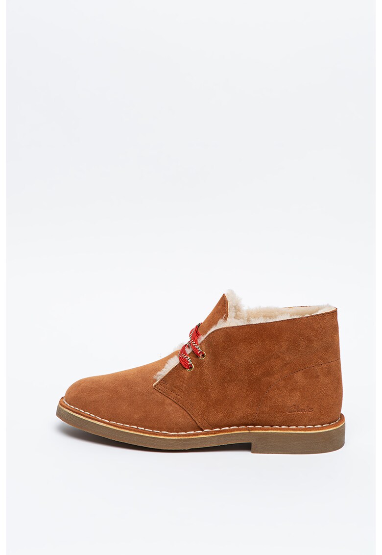 Ghete chukka de piele intoarsa cu captuseala de blana Desert