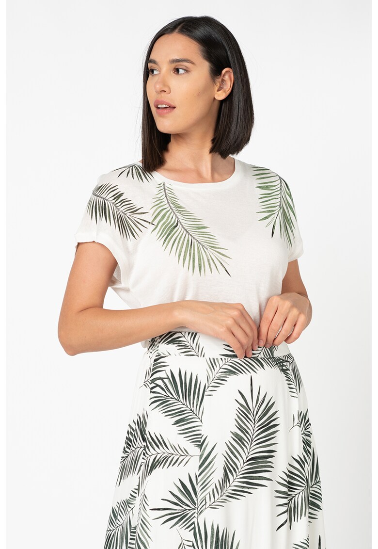 Tricou cu imprimeu cu frunze de palmier Siska