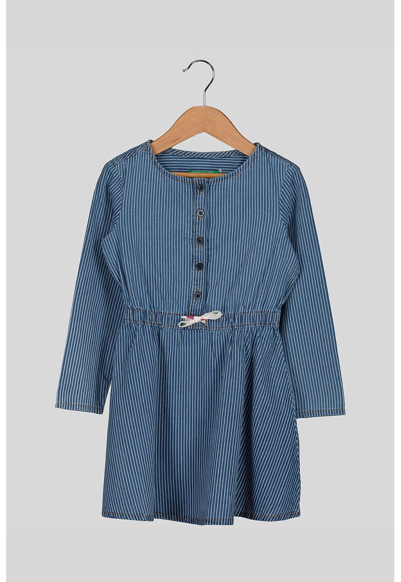 Rochie din denim - cu dungi si snur