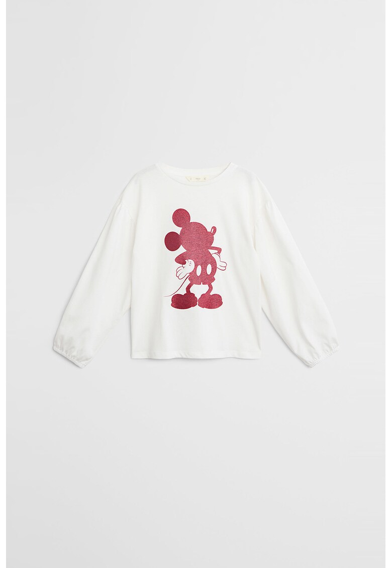 Bluza cu maneci cazute si imprimeu Mickey Mouse