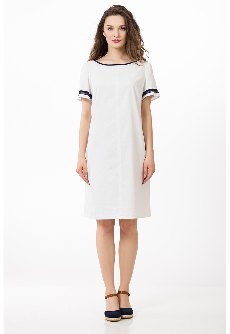 Rochie tip tricou din amestec de in - cu decolteu contrastant