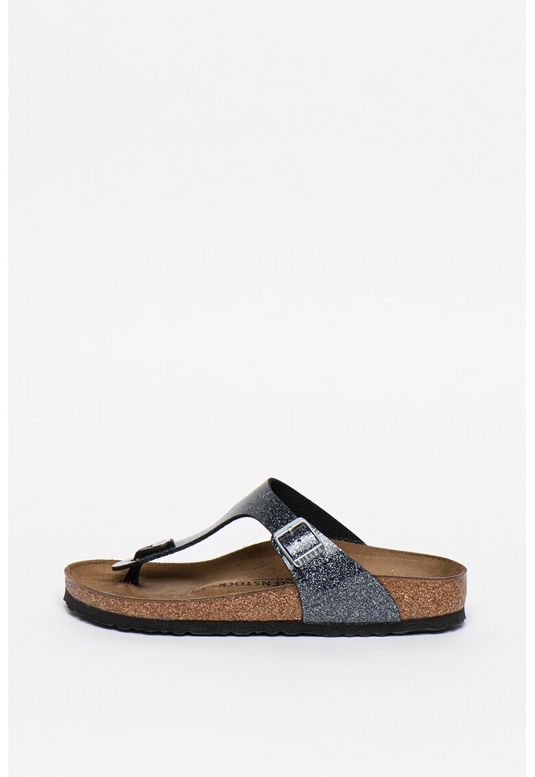 Papuci flip-flop cu aspect stralucitor si catarama Gizeh