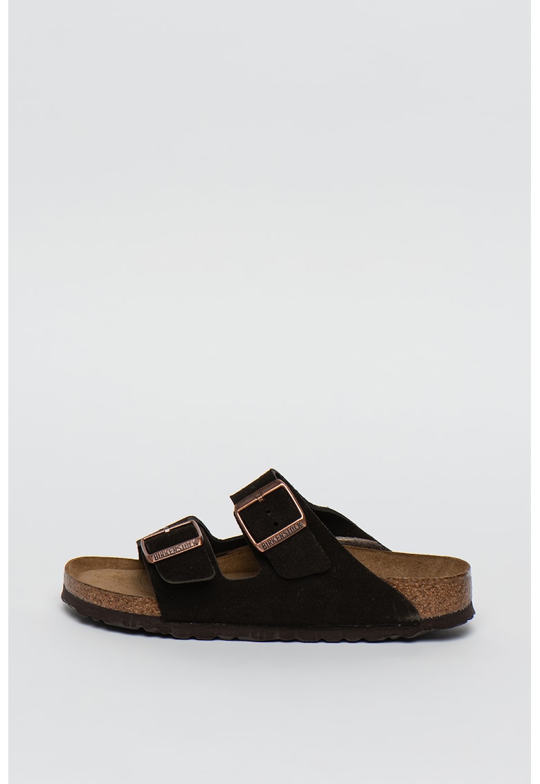 Papuci de piele unisex Arizona - Maro inchis
