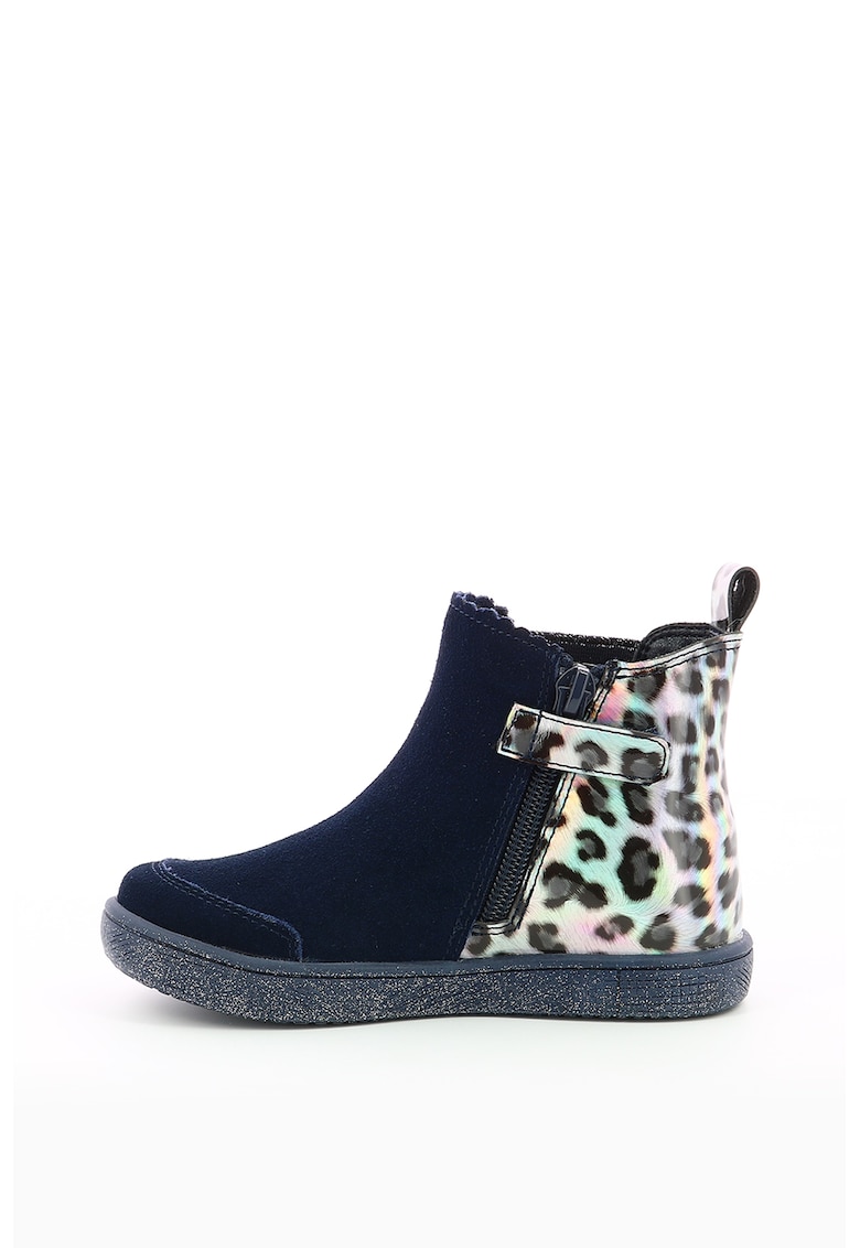 Botine cu detalii irizante cu animal print Chelsea