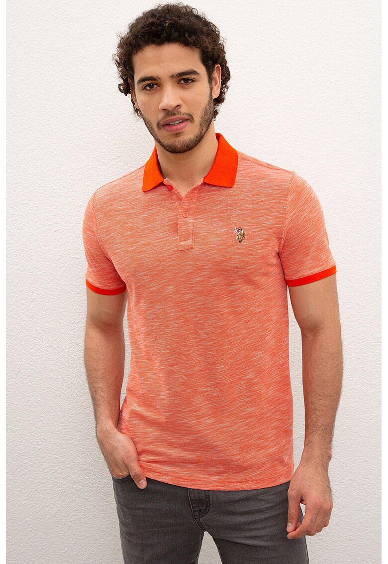 Tricou polo slim fit cu logo brodat 2