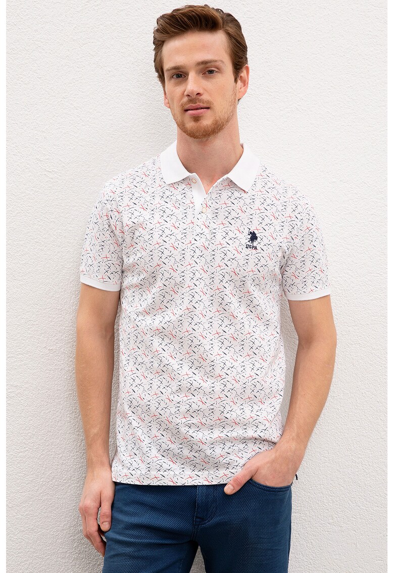 Tricou polo slim fit cu model