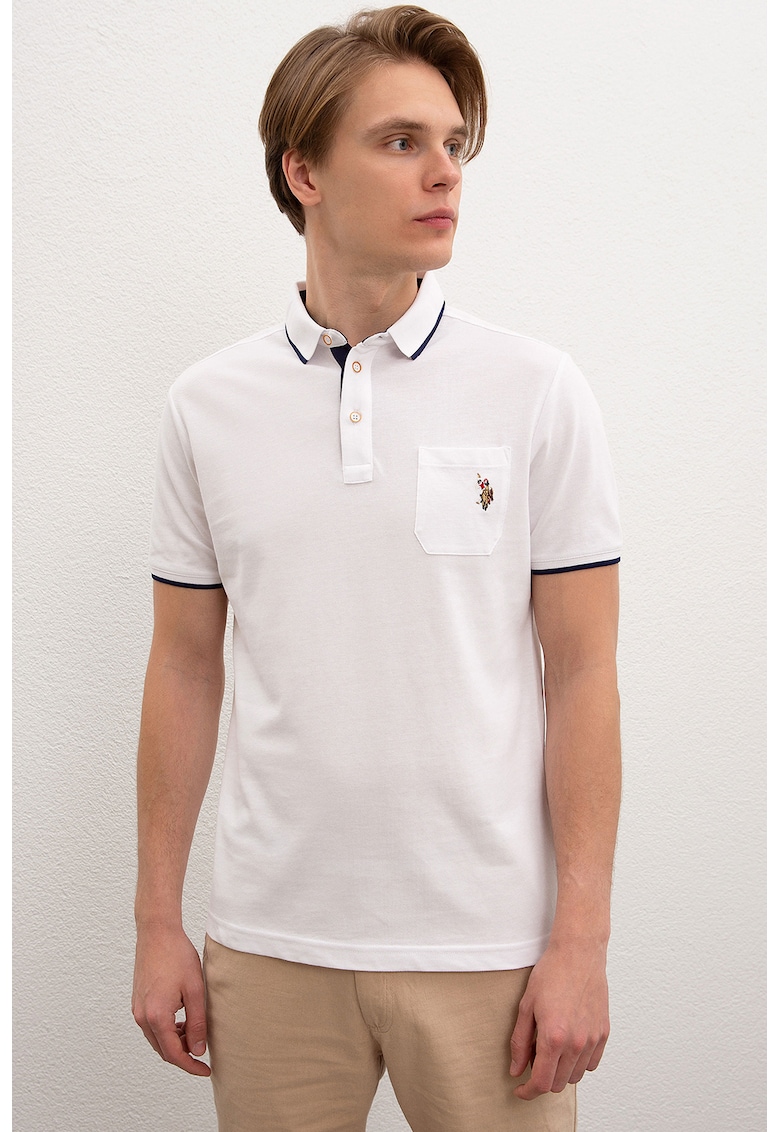 Tricou polo regular fit cu buzunar aplicat
