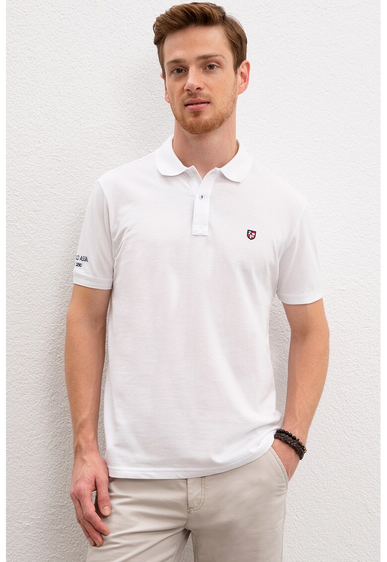 Tricou polo slim fit cu logo brodat