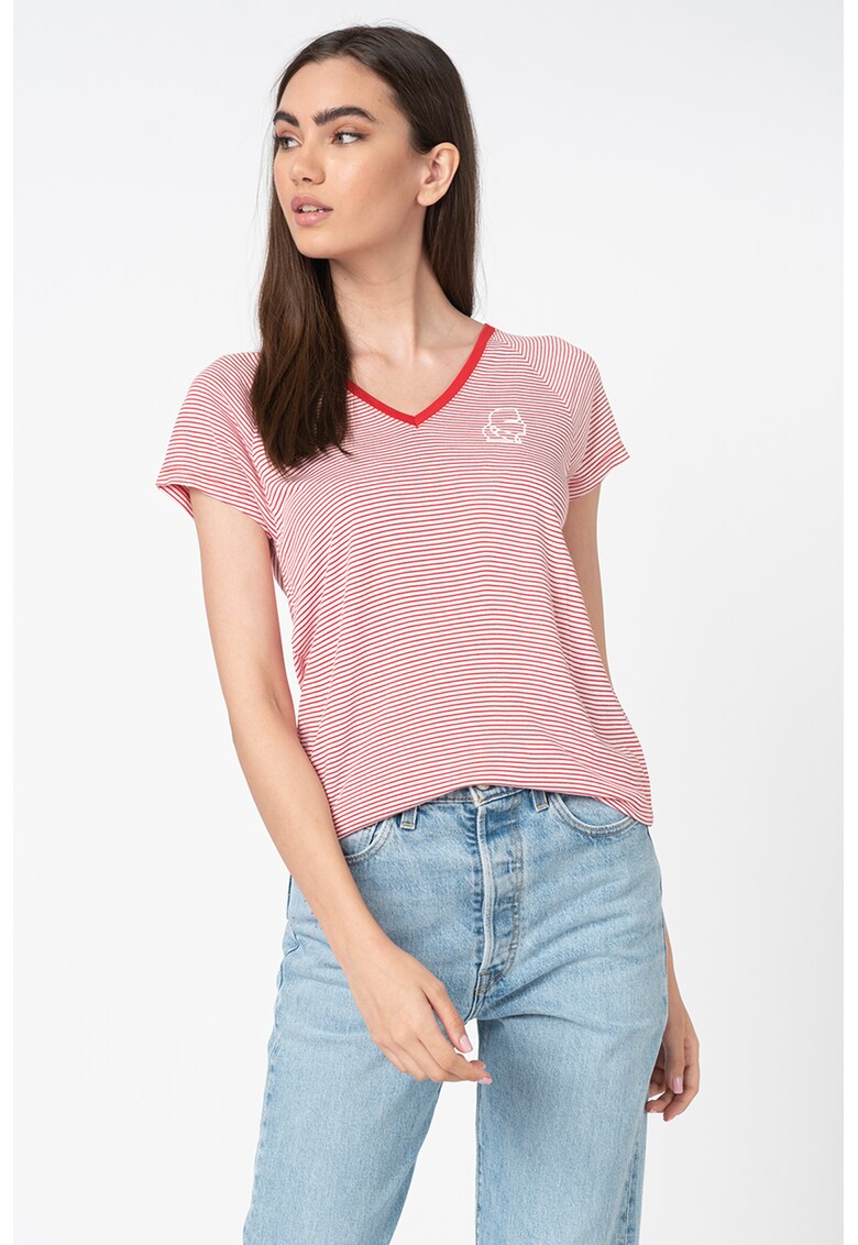 Tricou cu model in dungi si maneci raglan
