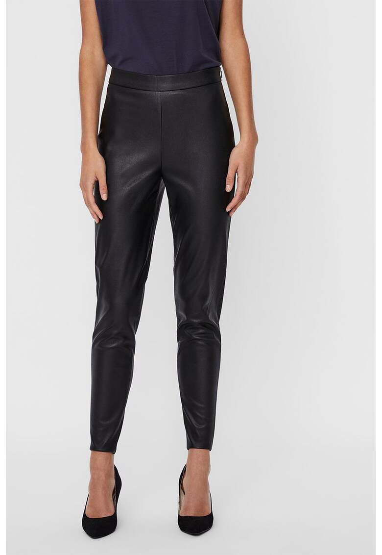 Pantaloni cigarette conici de piele ecologica