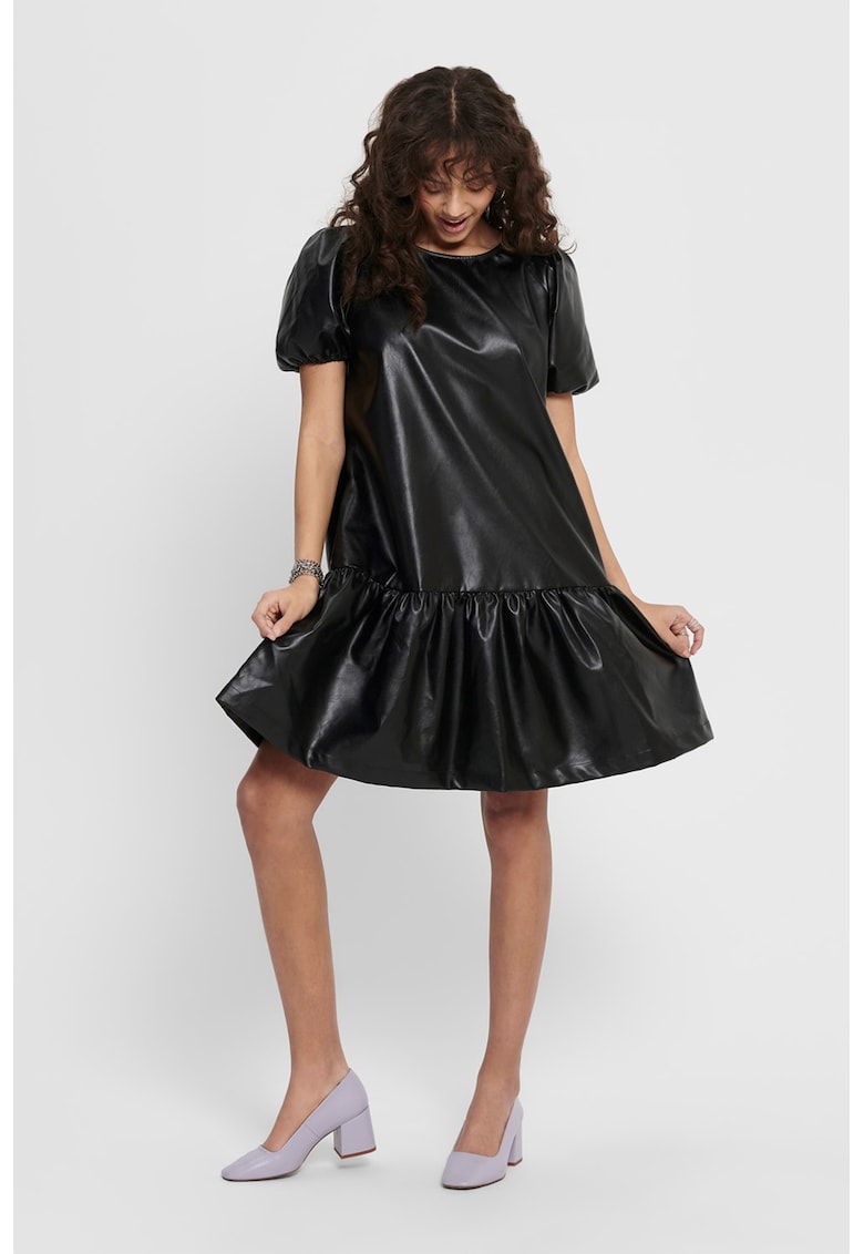 Rochie de piele ecologica - cu terminatie evazata