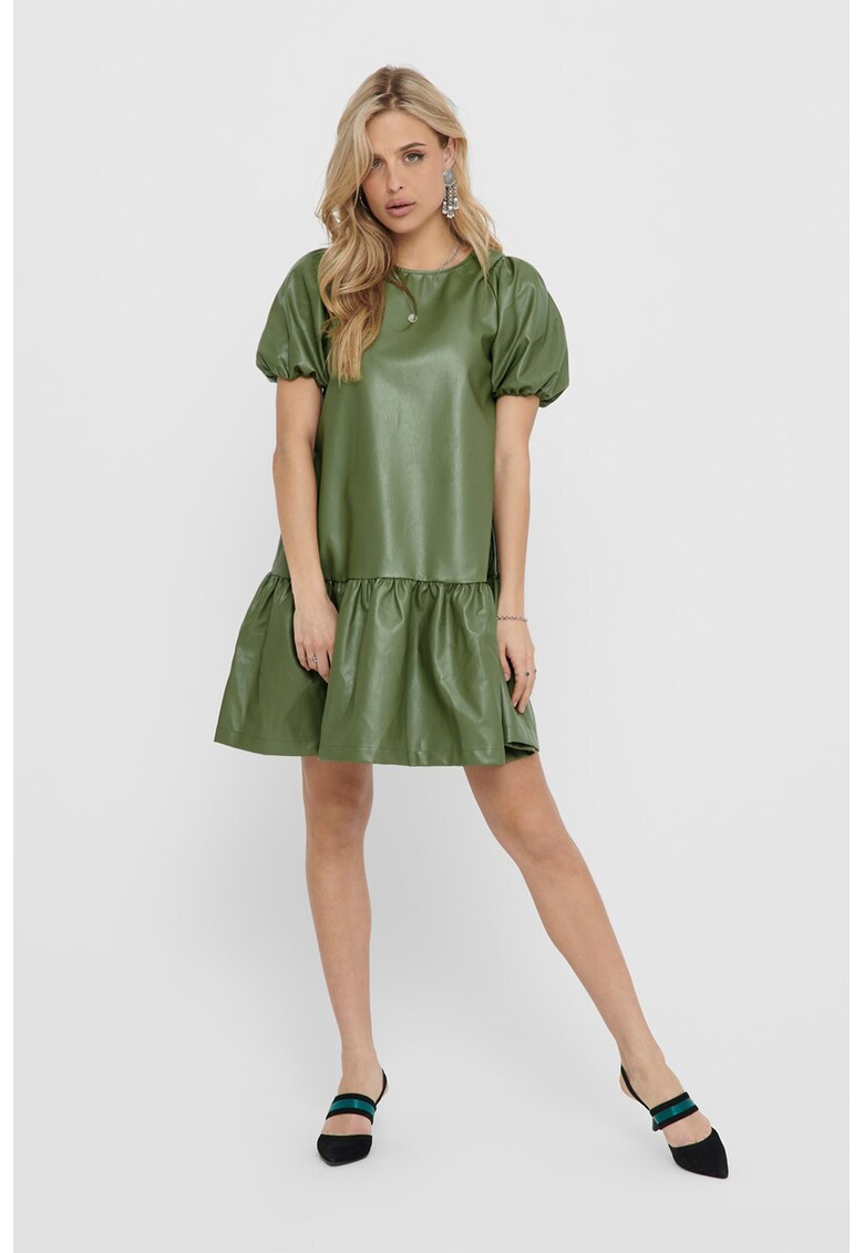 Rochie de piele ecologica - cu terminatie evazata