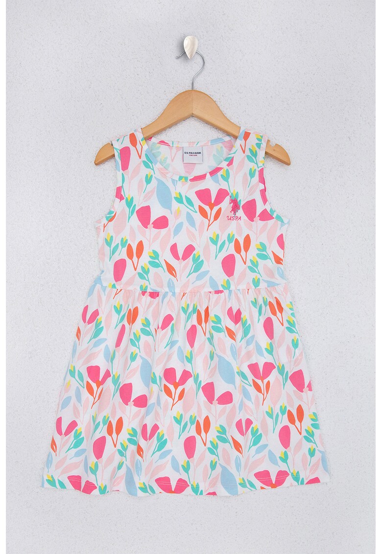 Rochie din bumbac cu imprimeu si broderie