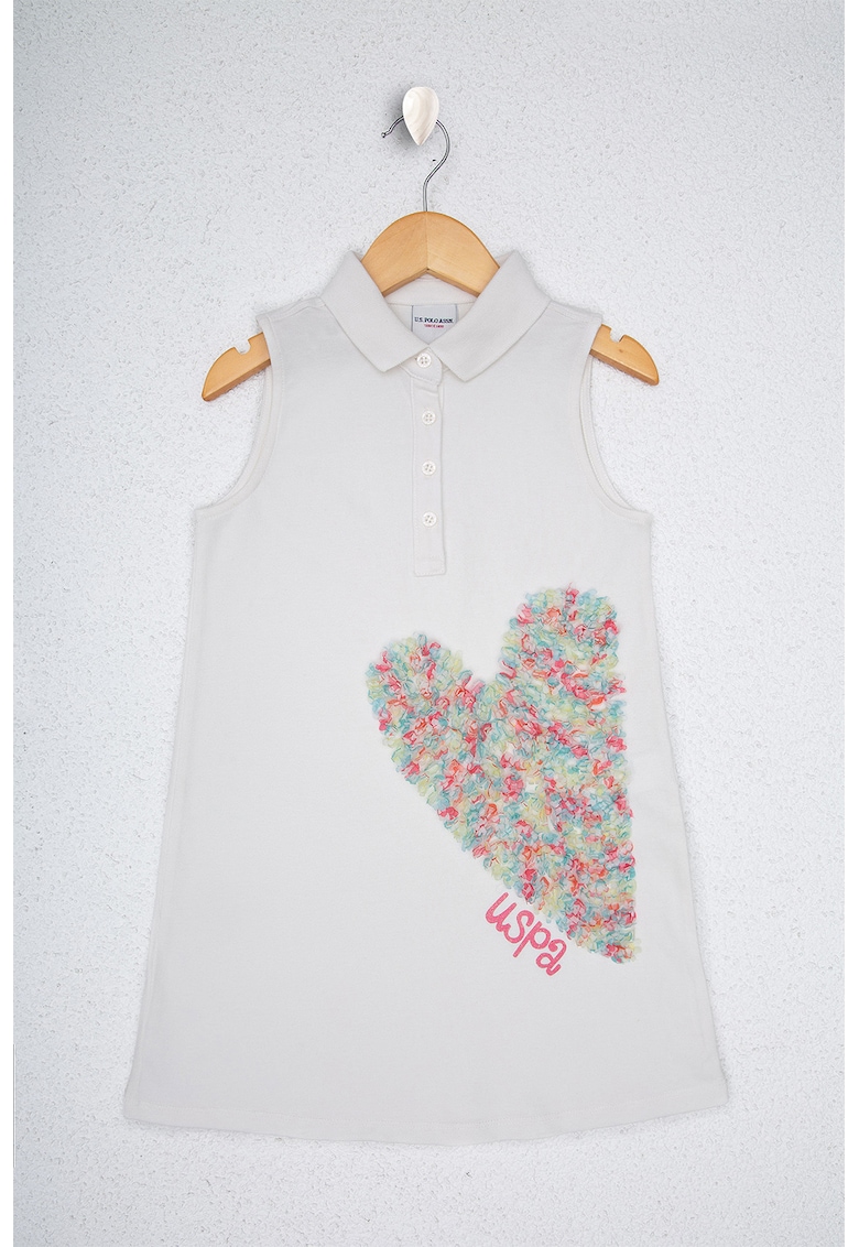 Rochie polo cu croiala in A si aplicatii cu volane