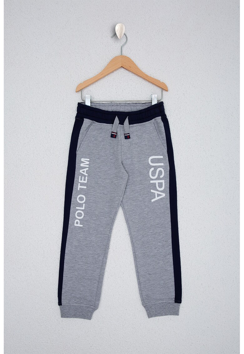 Pantaloni sport conici cu parti laterale contrastante