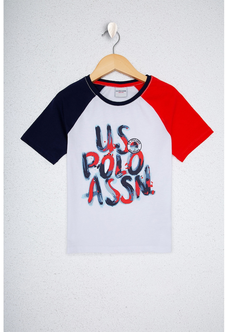 Tricou cu maneci raglan si logo Tricou cu maneci raglan si logo