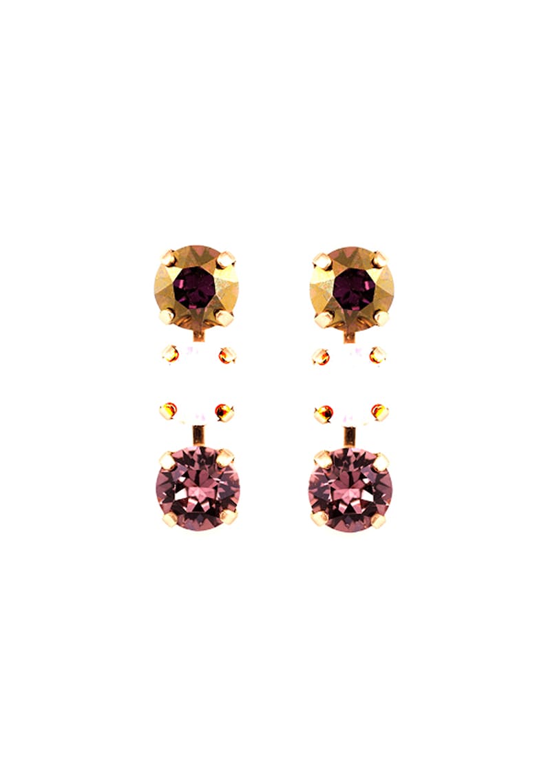 Cercei drop placati cu aur rose de 24K si decorati cu cristale Swarovski