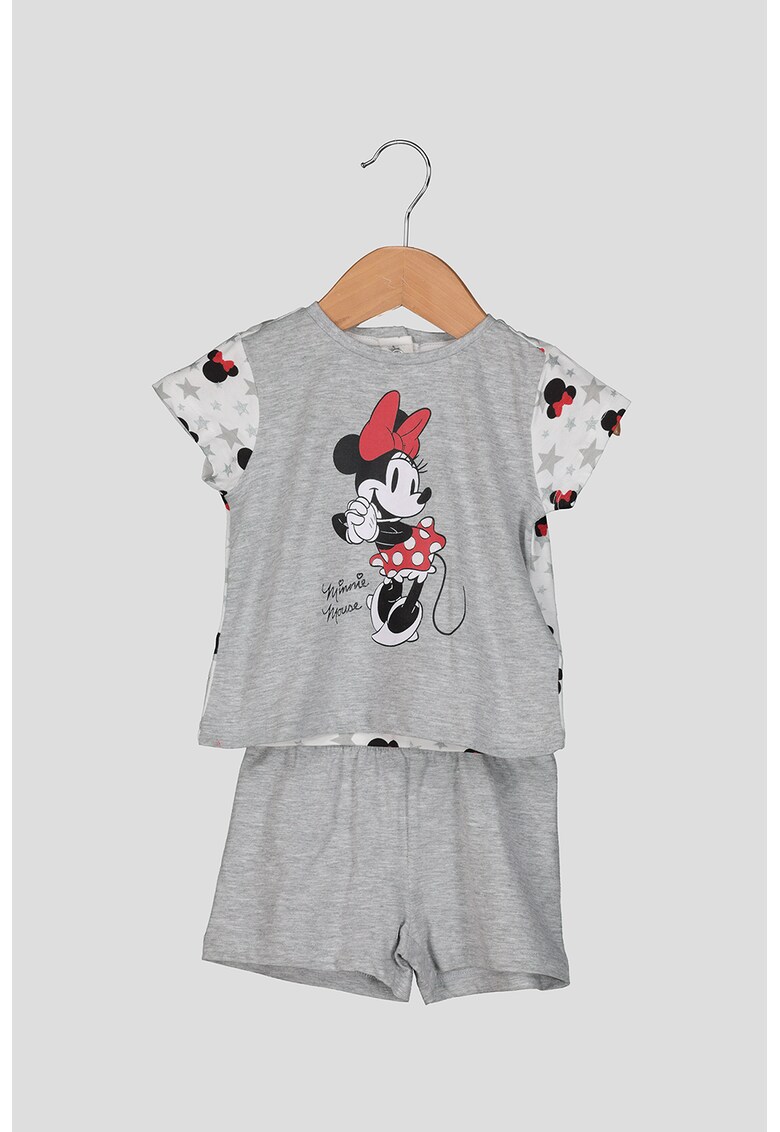Pijama cu maneci scurte si model cu Minnie Mouse
