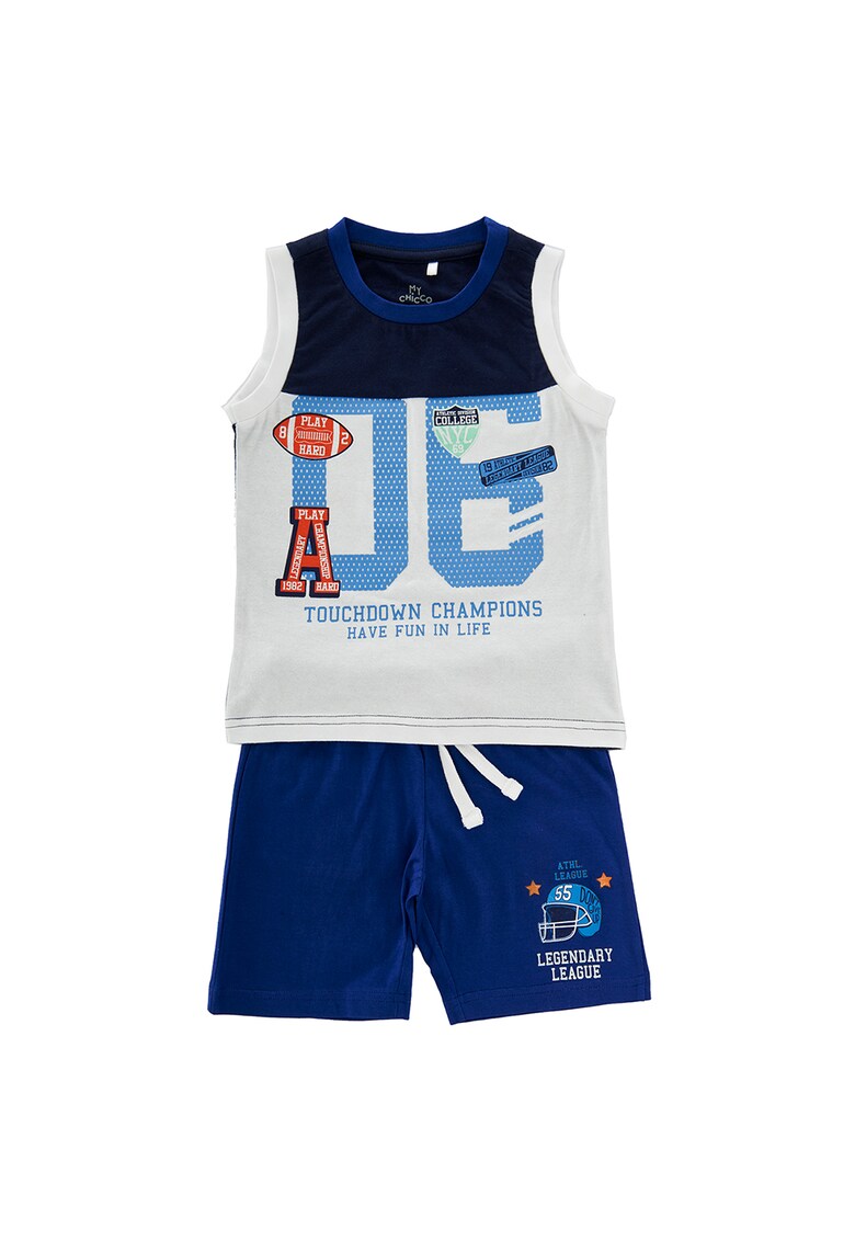 Set de pantaloni scurti si top cu imprimeu grafic Set de pantaloni scurti si top cu imprimeu grafic