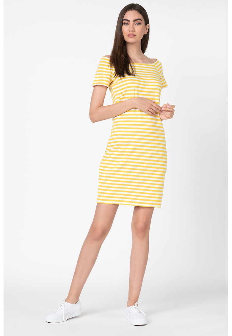 Rochie midi din jerseu cu dungi