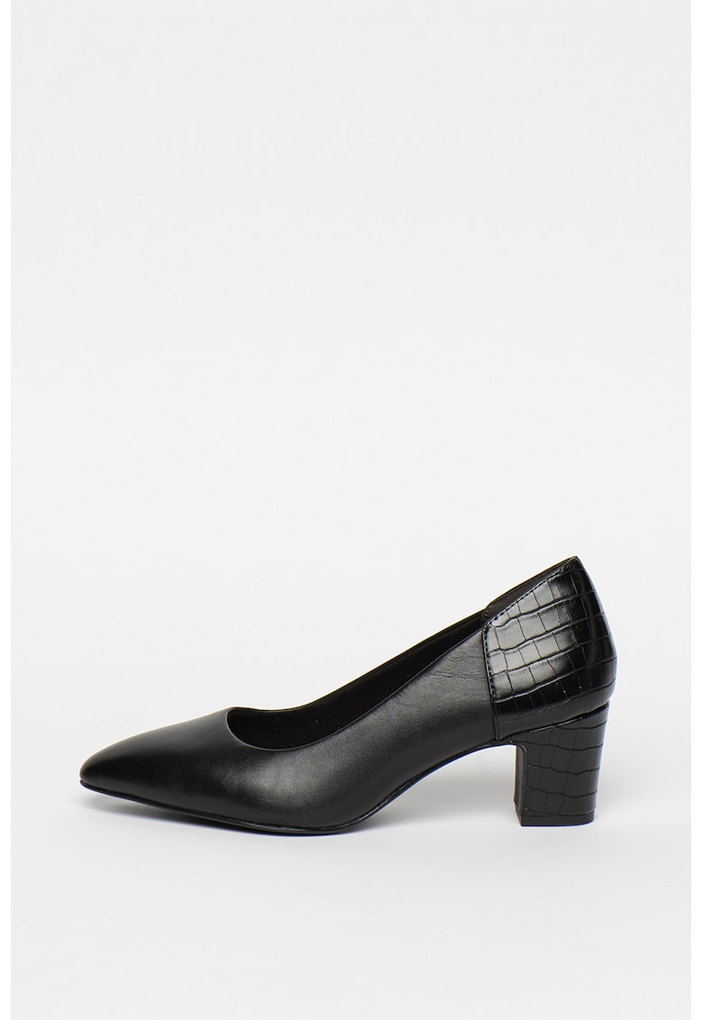 Pantofi de piele cu garnituri cu aspect de piele de reptila