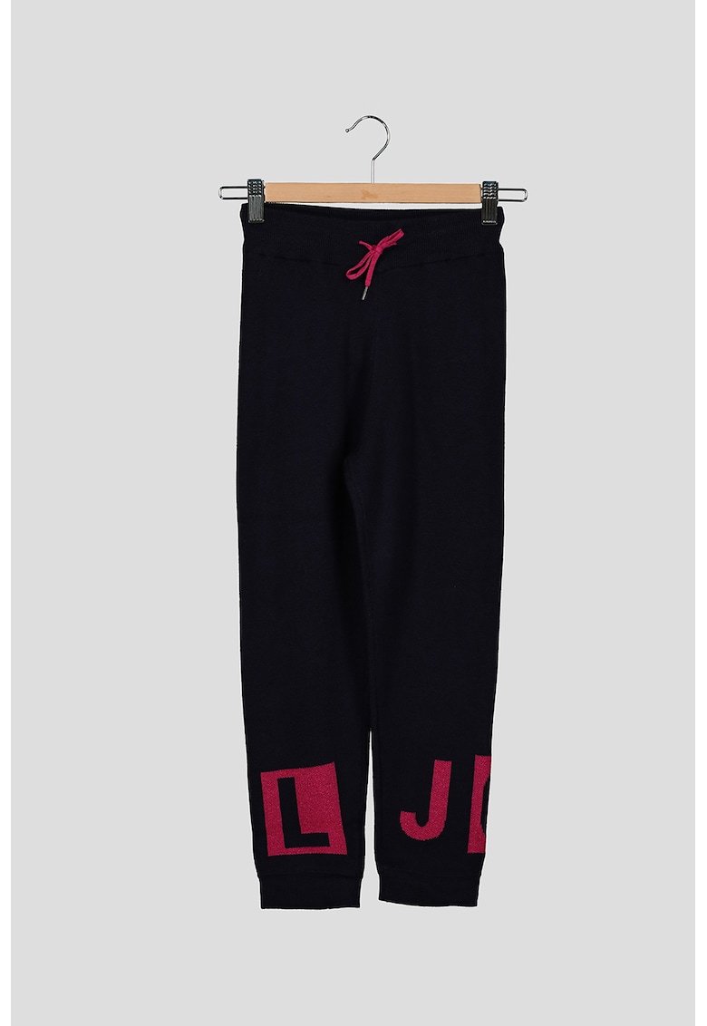 Pantaloni sport de jacquard cu logo si aspect tesut