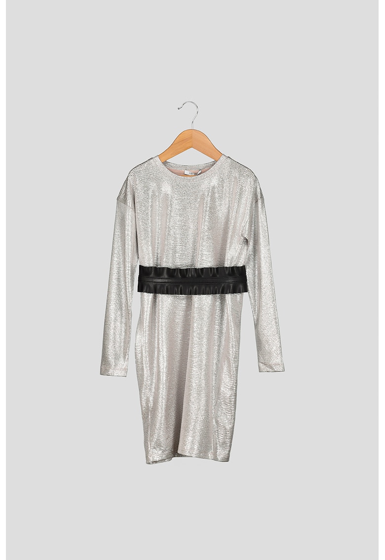 Rochie cu maneci cazute si aspect metalizat