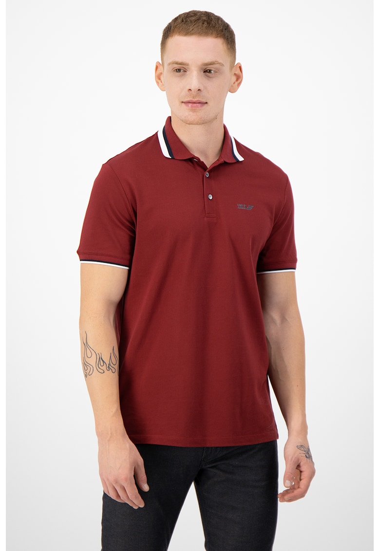 Tricou polo din material pique cu detaliu logo pe piept