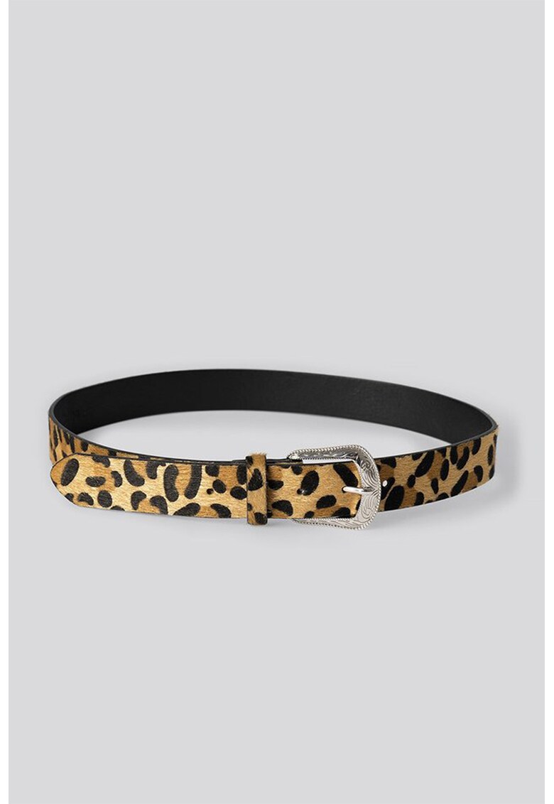 Curea de piele cu par scurt - cu model leopard