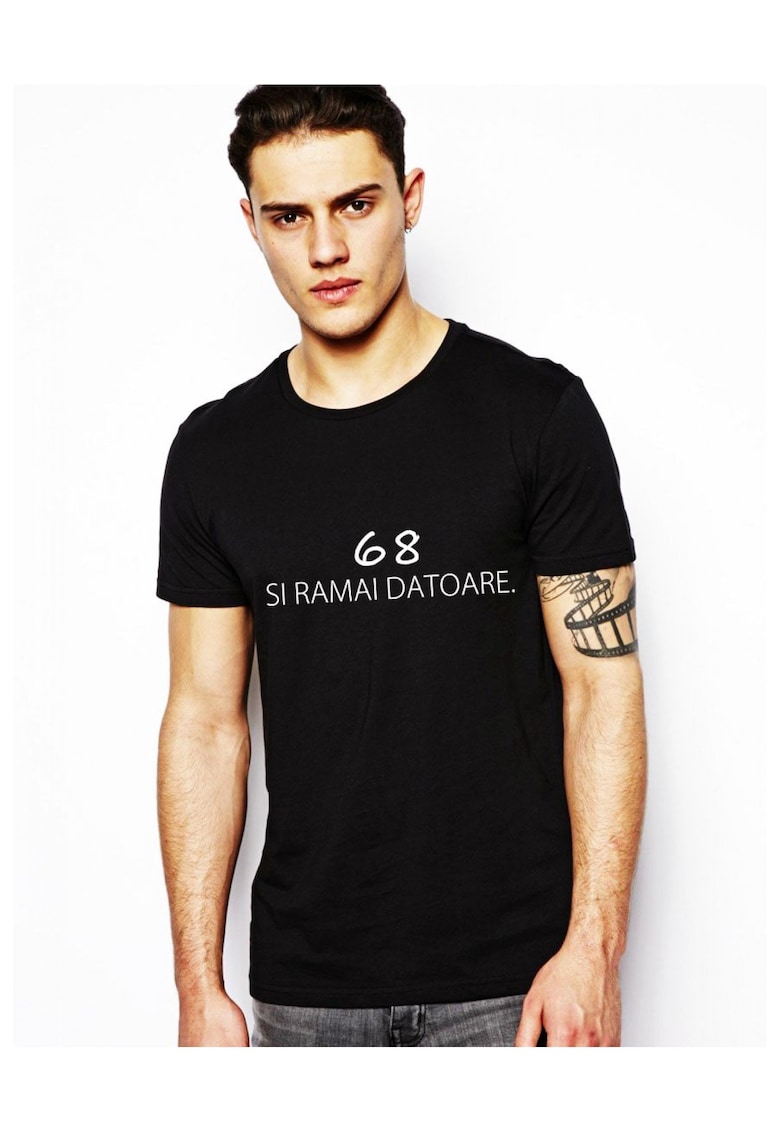 Tricou barbatesc - alb 68 si ramai datoare