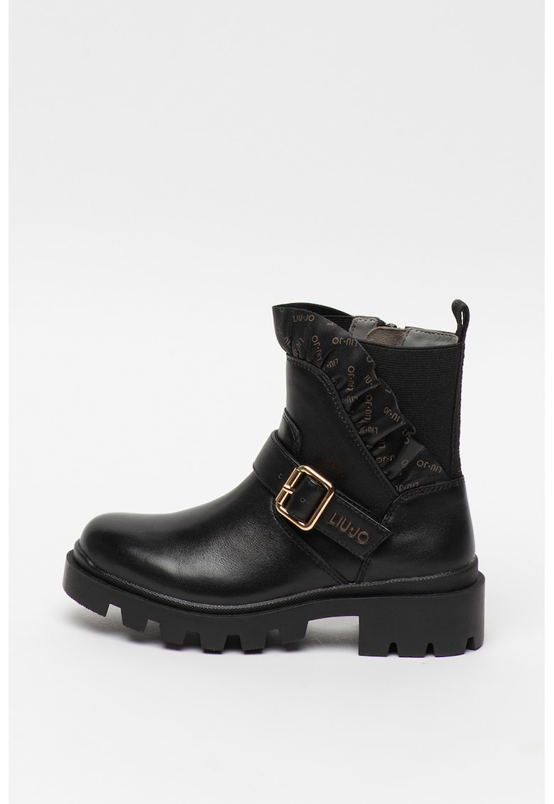 Cizme biker de piele - cu volane Debbie