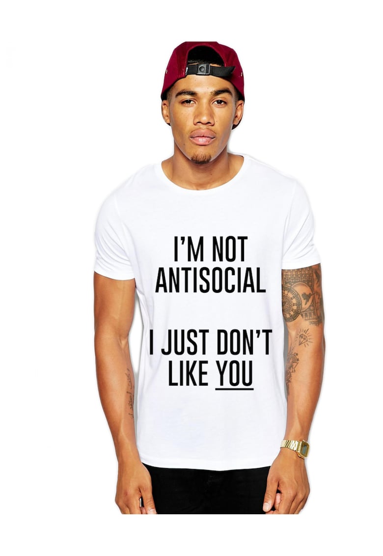 Tricou alb barbati - I'm not antisocial