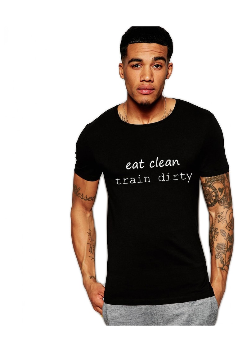 Tricou negru barbati - Eat Clean Train Dirty