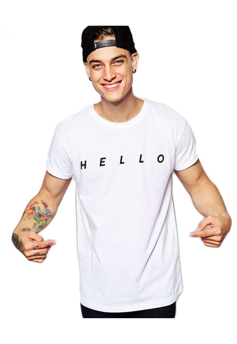 Tricou alb barbati - HELLO