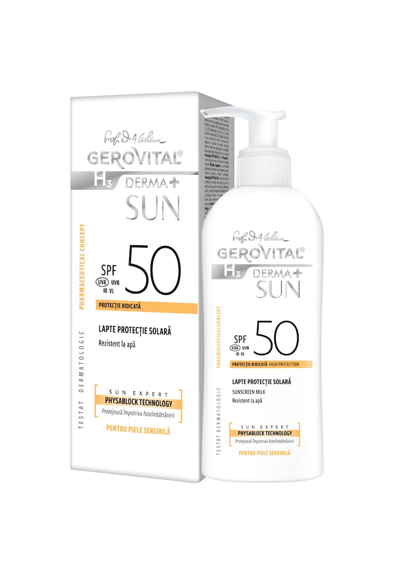 Lapte pentru protectie solara H3 Derma+ Sun - cu SPF50 - 150 ml