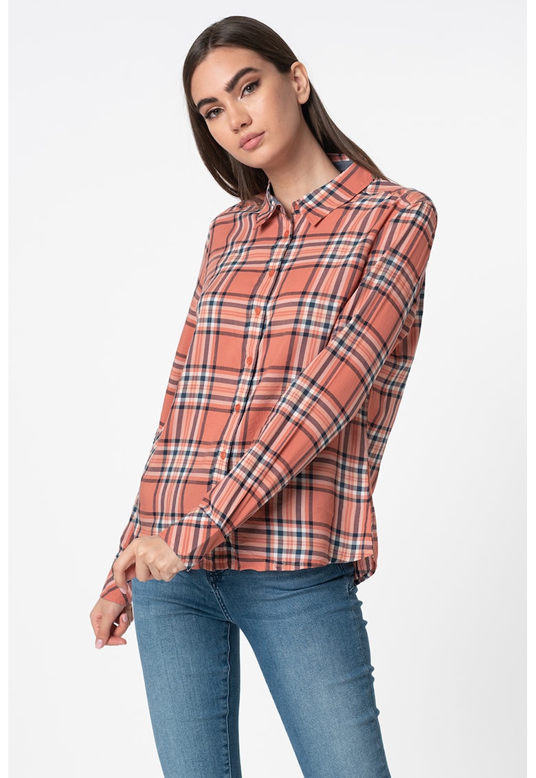 Camasa cu model in carouri Emma - Portocaliu stins/Bleumarin
