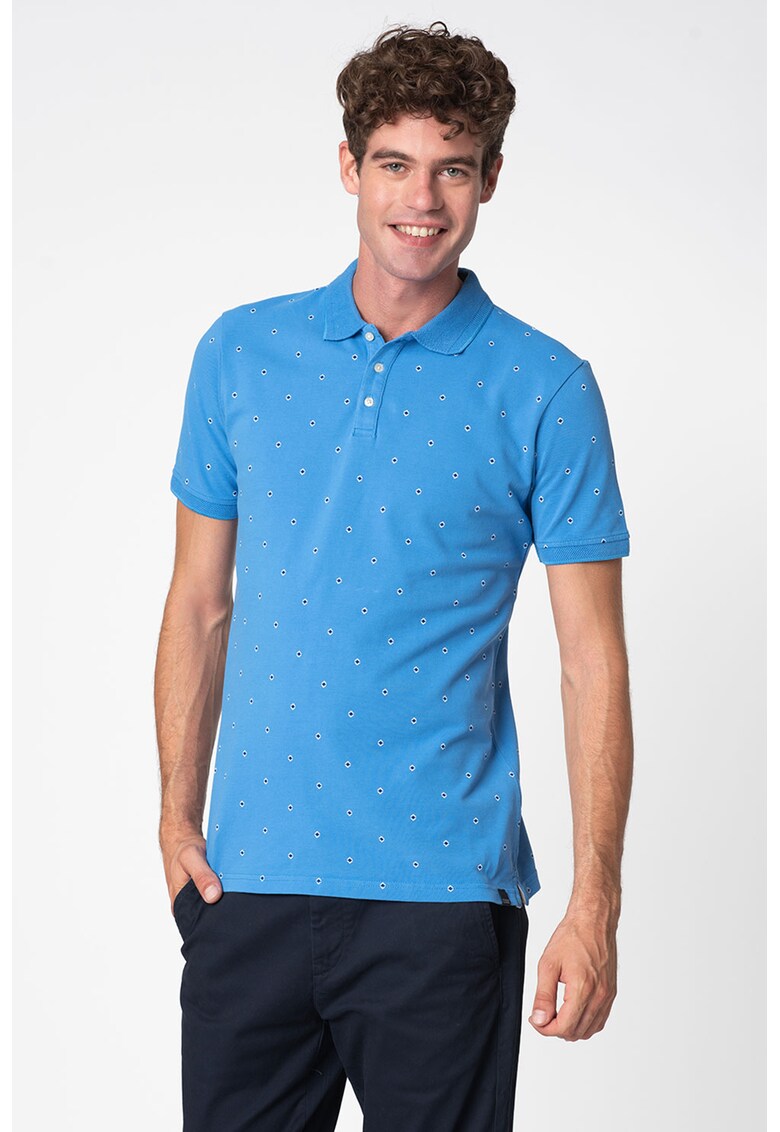 Tricou polo din pique - cu model geometric