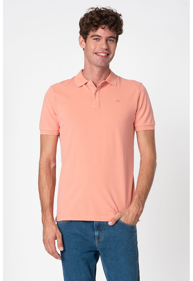 Tricou polo cu broderie discreta