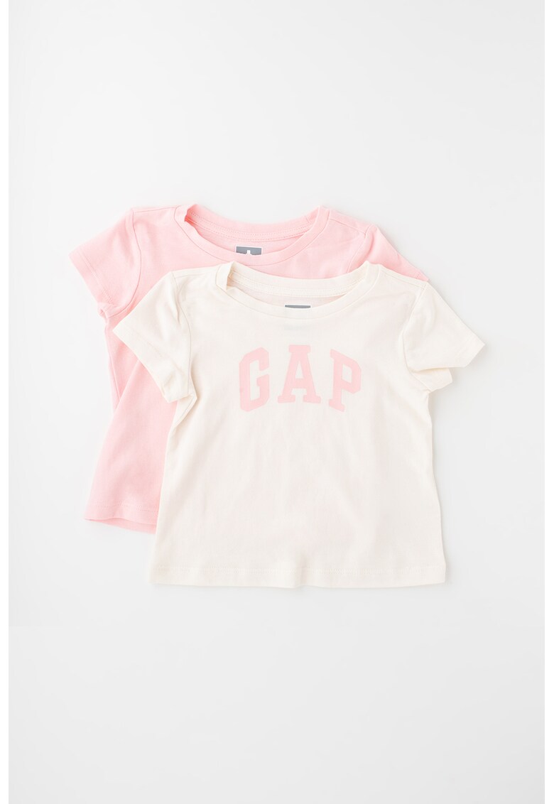  Set de tricouri - imprimeu logo - 2 piese - Roz pastel/Alb prafuit 