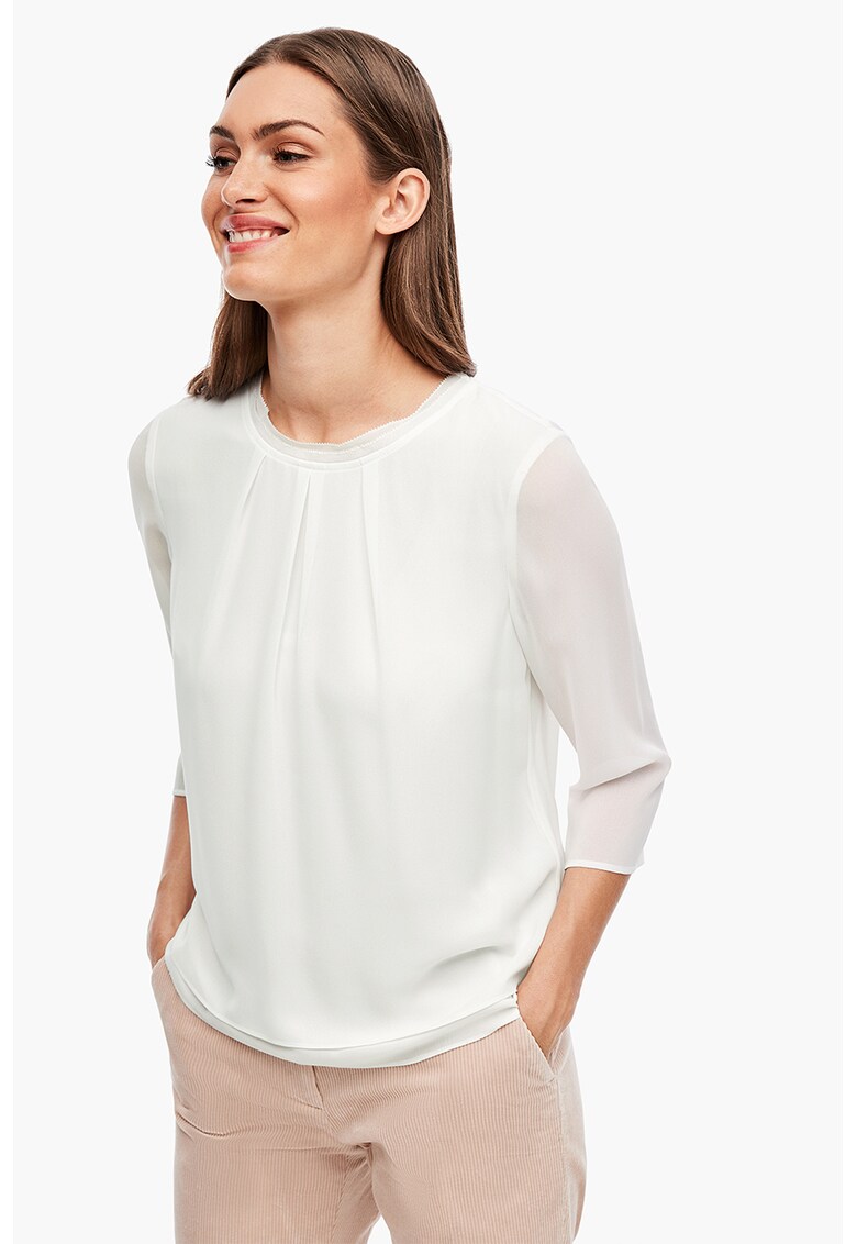 Bluza cu maneci transparente si aspect stratificat