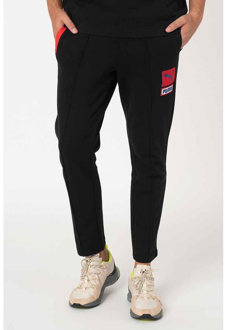 Pantaloni sport cu snur de ajustare si model colorblock